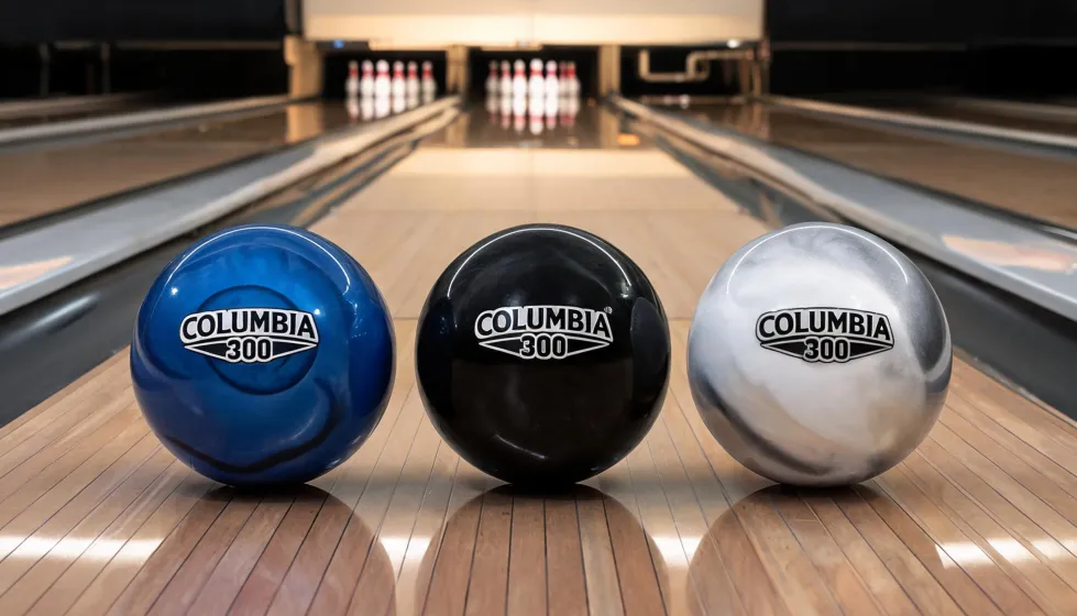 Columbia 300 bowling balls on oiled lane