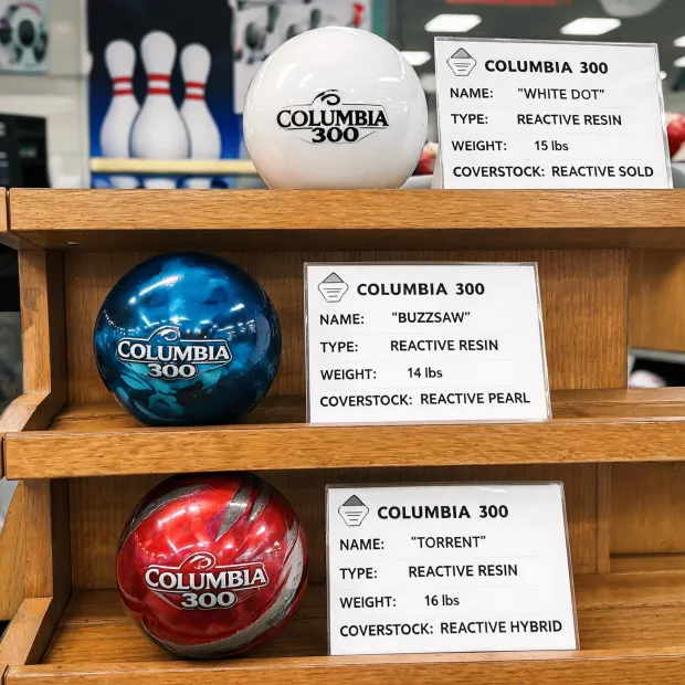 Bowling balls on product display